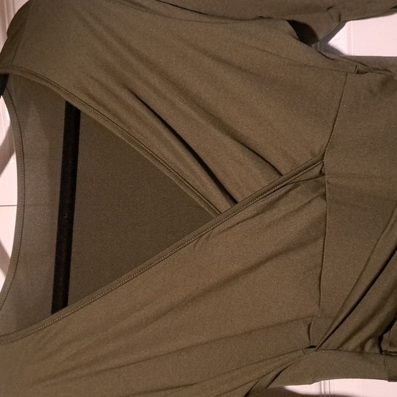 Olive Green Wrap Top Or Dress - Picture 3 of 4
